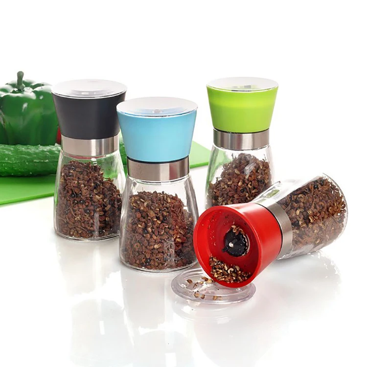 Hot Amazon High Quality New Stainless Steel Mill Salt Pepper DIY Manual Bottle Glass Kitchen
