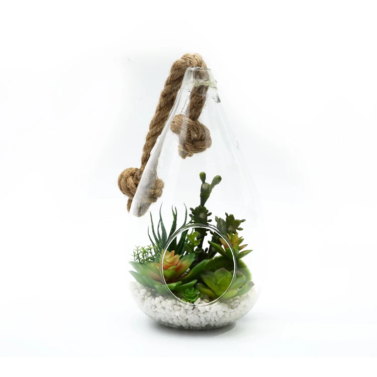 handblown Home decor terrarium glass hanging teardrop shaped glass vase