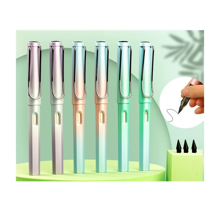 Магический карандаш HB 0,5 мм, большая ручка с клипсой, чип с бесплатным внутренним ластиком, градиентный цвет