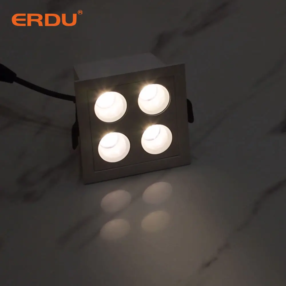 ERDU LED Rectangular Recessed Aluminium Spotlight 1/2/3/4/5/9/10/15 Heads Recessed Linear Light Led Ceiling Lamp Led Downlight