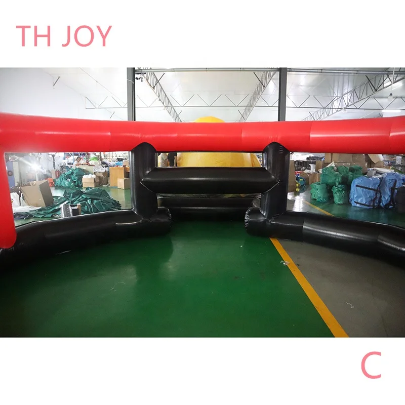 Free air ship to door, outdoor portable inflatable soccer field, 8m diameter inflatable football pitch court playground for sale