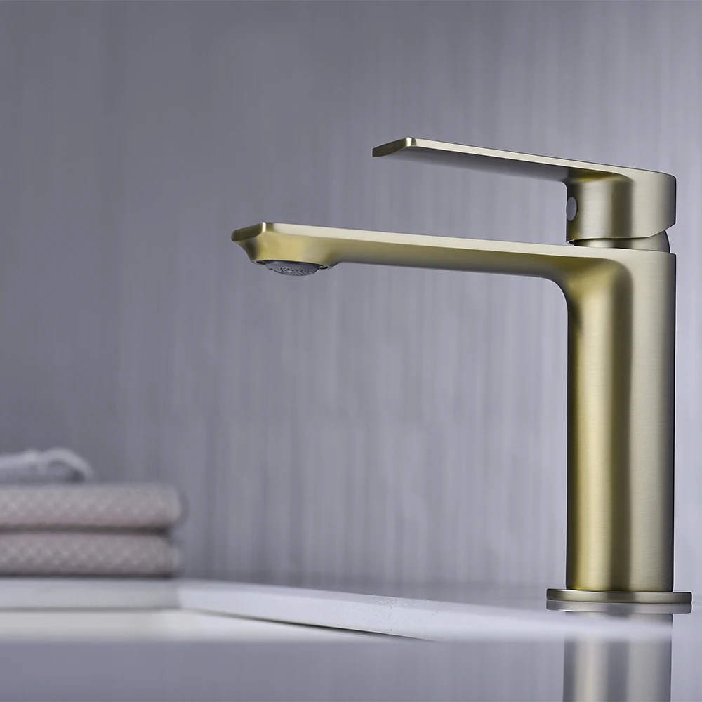 Недорогой смеситель для домашней умывальника раковины с одной ручкой латунный золотистый цвет кран туалета