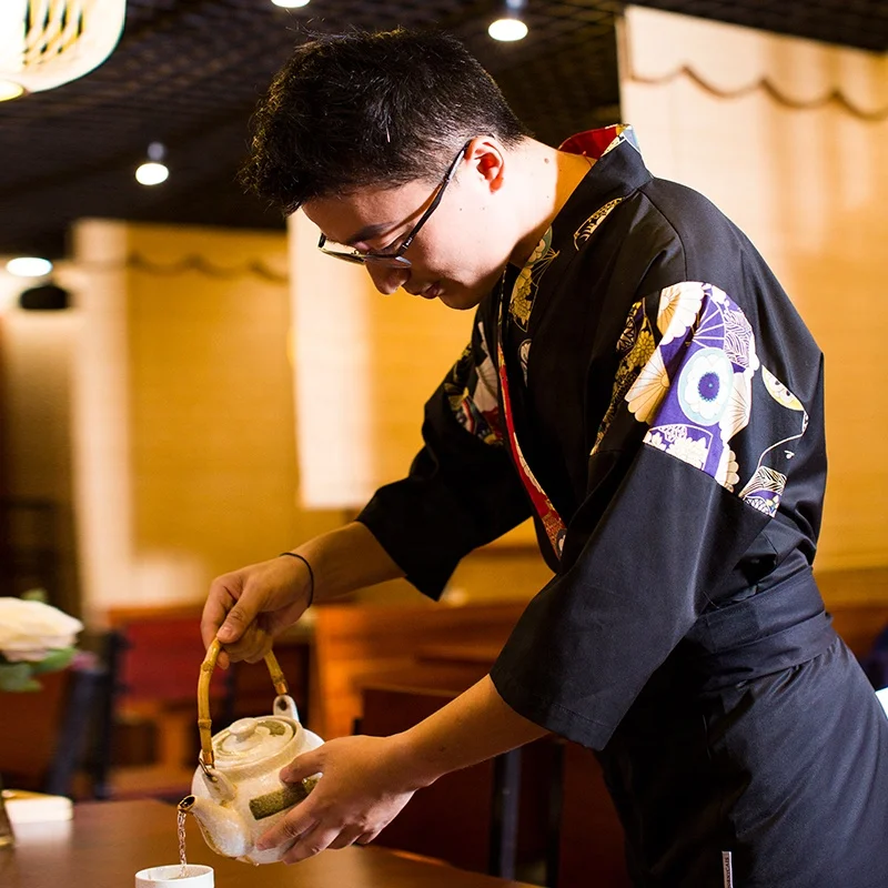 Sushi Chef Uniform 3/4 Long Sleeve Hotel Japanese Restaurant Kitchen Chef Coat