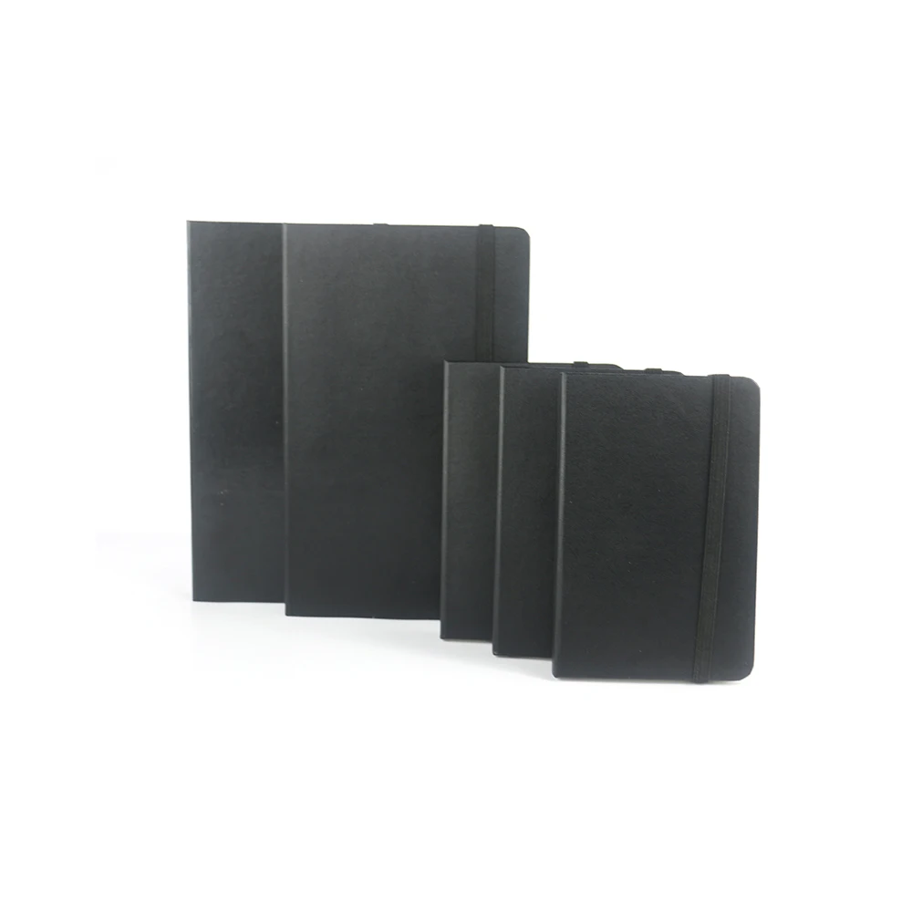 Small Volume Wholesale Simple Black Business Bandage Notepad High Quality Cheap Custom Paper  Ruled Line Branded Notebook