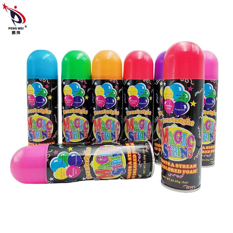 Birthday party crazy silly string non toxic wholesale stage special colorful streamer silly string spray