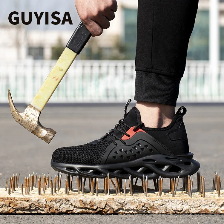 Guyisa открытый Four Seasons кроссовки легкие дышащие мужские высокого качества, большие размеры, стильная, со стальным носком, обеспечивают безопасность труда обувь/Защитные туфли