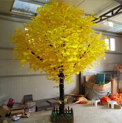 Yellow artificial ginkgo tree for decoration