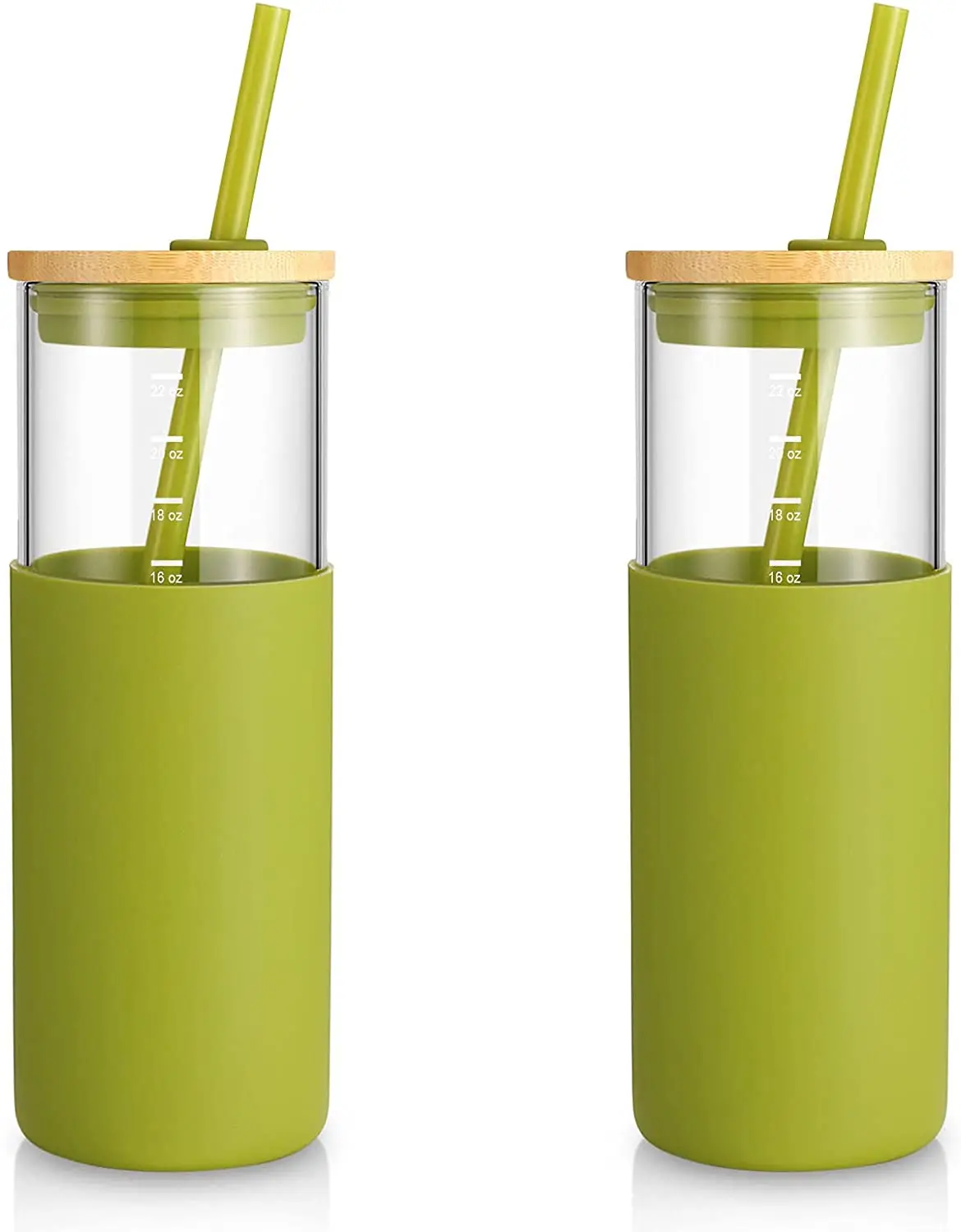 Glass Tumbler Glass Water Bottle Straw Silicone Protective Sleeve Bamboo Lid BPA Free Baby Silicone Sippy Cups with Straw