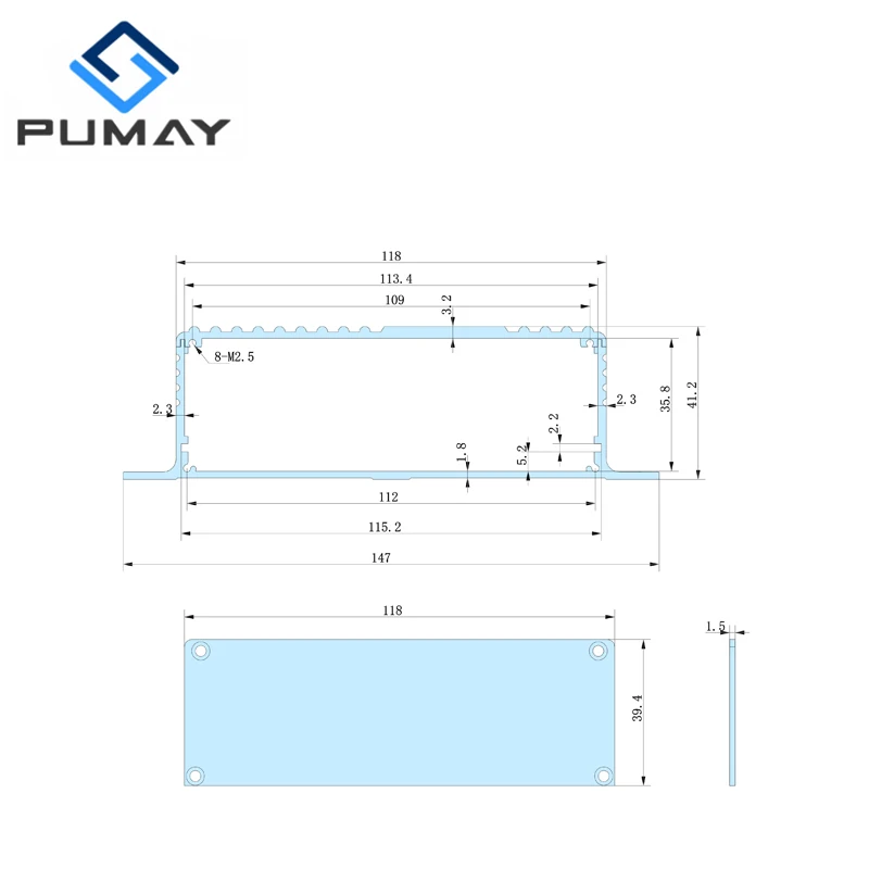 147*41-150 mm ip54 protection level aluminum enclosure box ip 65 electrical housing black project for pcb