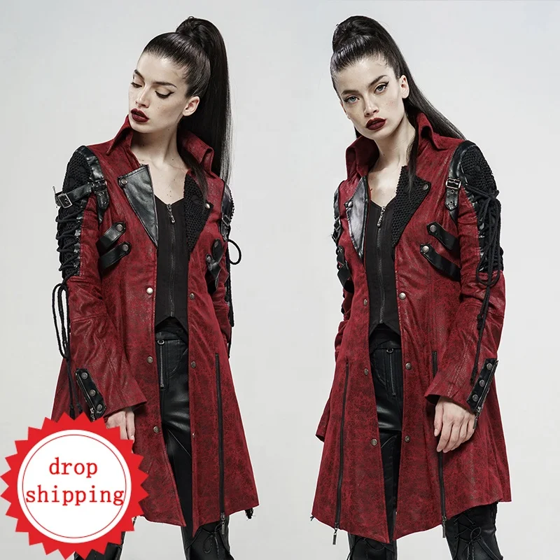 Punk Rave  Gothic Clothing Y-349 Women Vampire Studded Heavy PU Leather Motorcycle Jacket