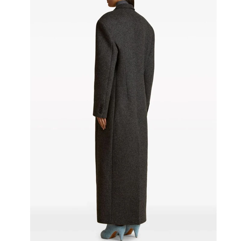 OEM Long Sleeve Single Breasted Slim Waist Woolen Long Coat Women