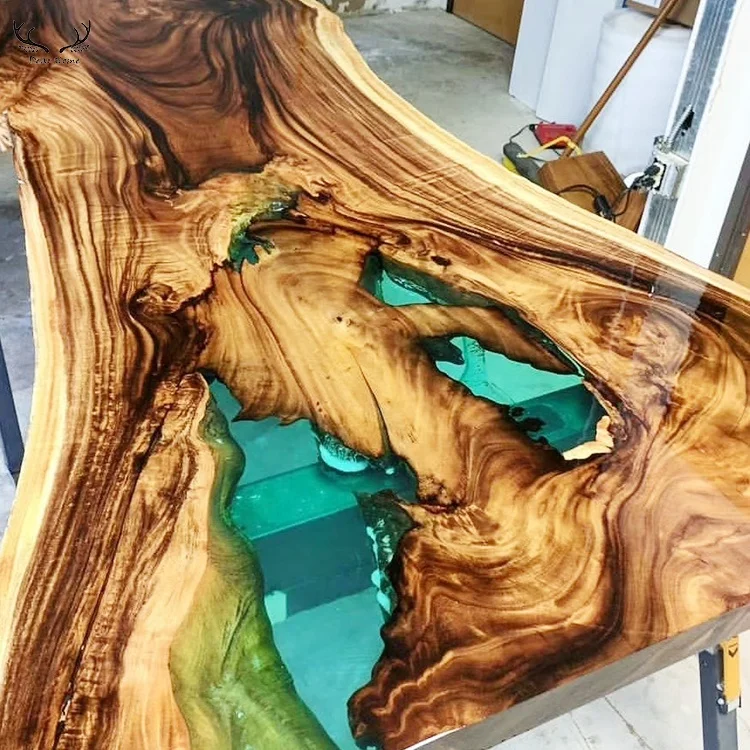 Luxury nature wood epoxy resin table oak wood resin table for meeting room