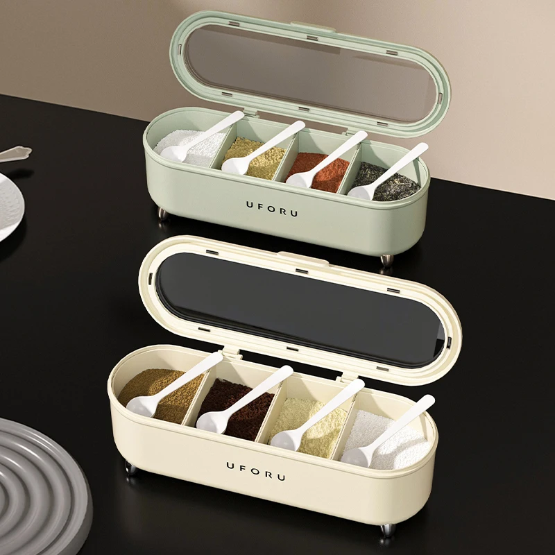 Kitchen Plastic Seasoning Storage Box Spice Organizer Box Household seasoning container Detachable salt and sugar storage box