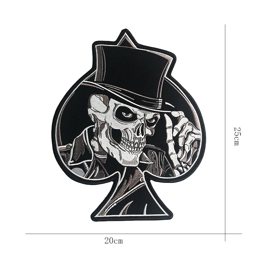 Skull Top Hat Spade Jacket Back Patch Emblem Biker Vest Punk Rockabilly Applique Iron On