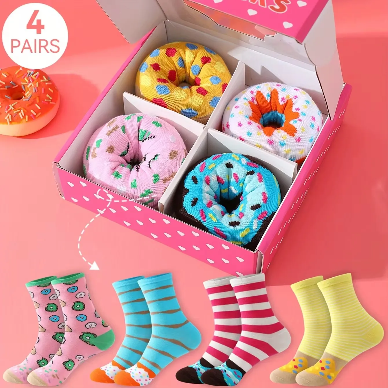 Wholesale custom package cute donut funny novelty donut women socks