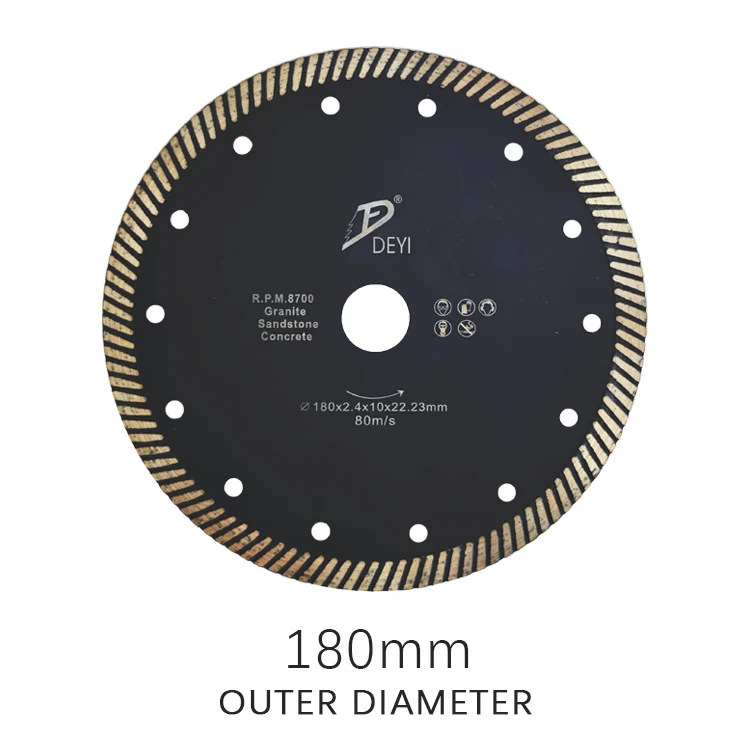 DEYI Hot Sale 7inch 180mm rainbow Granite Cutting Diamond Saw Blade for Cutting Granite Concrete Sandstone