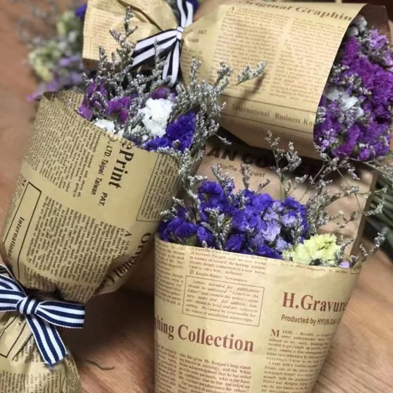 Wholesale Promotion Love Letter Double Sided Vintage Flower Packaging Kraft Paper Gift Flower Wrapping Paper Wrapping For Gift