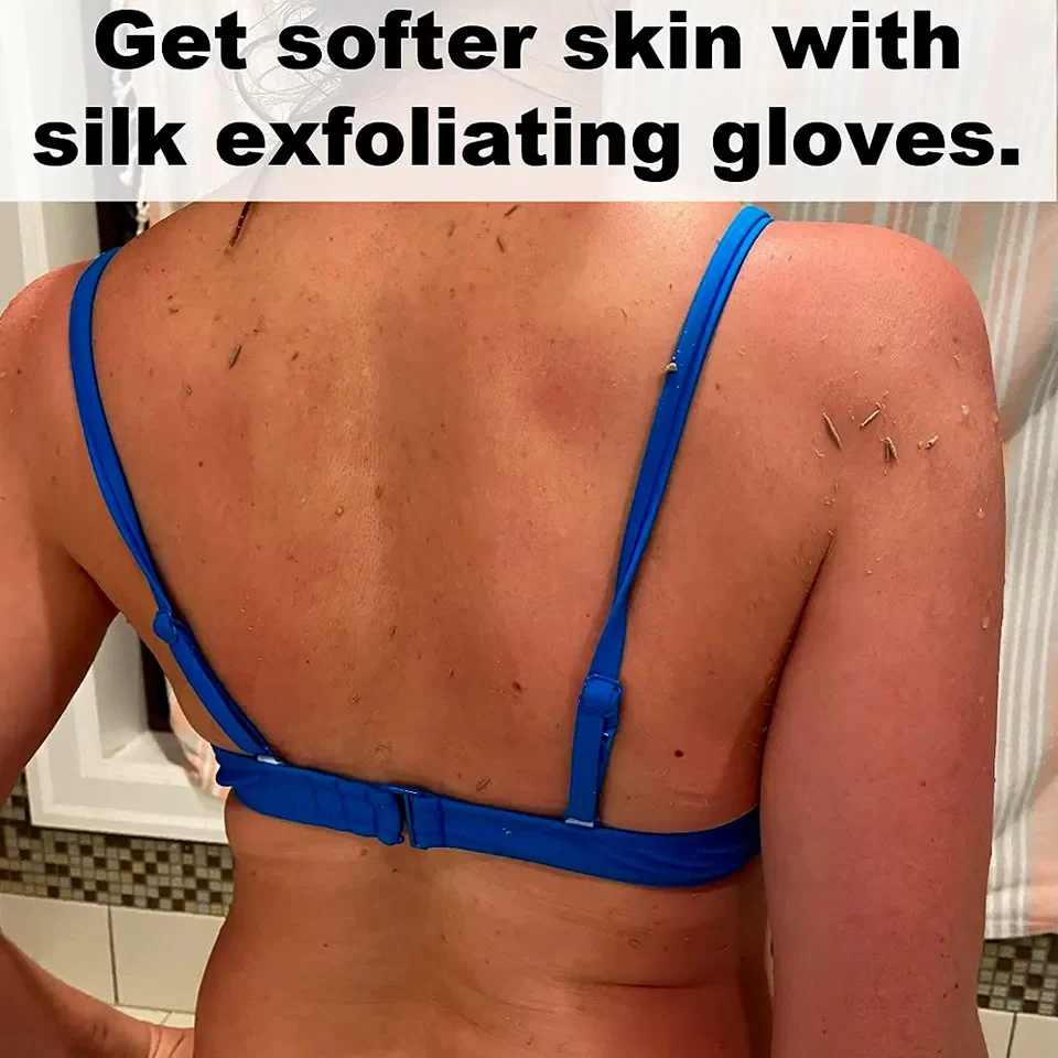 Custom private label 100% pure organic silk exfoliating turkish comfortable clean scrub raw silk exfoliating gloves silk glove