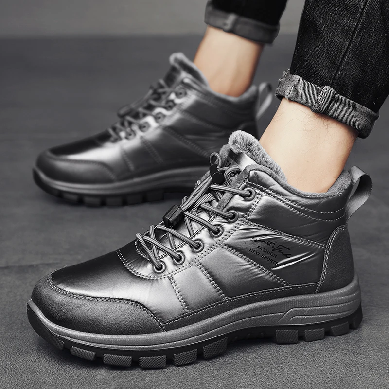 Men Winter Plush Warm Fashion Boots for Men Waterproof Mesh Shoes Snow Boots Unisex Wholesale Industrial Work boots