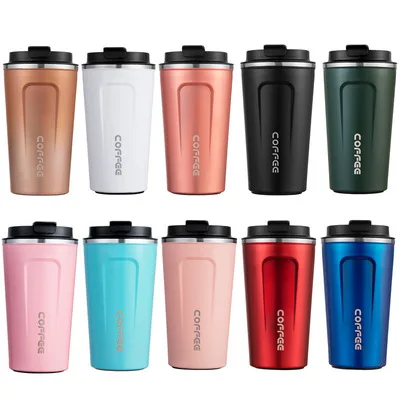 
Spray plastic thermos coffee cup portable 304 stainless steel car drink cup 
