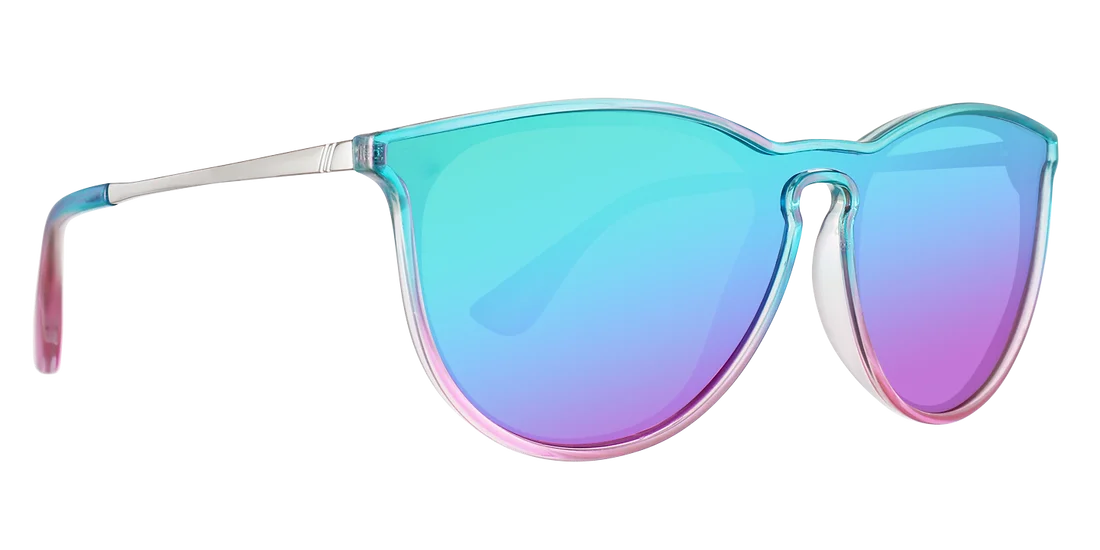Stylish Round custom Logo One Piece UV400 Sun Glasses Ocean Lenses Colorful Eyewear with Metal Temple