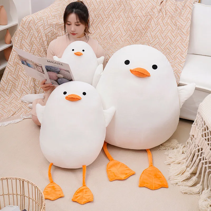 Giant 35-70cm Fluffy Duck Plush Toys Sleep Pillow Cute Animal Stuffed Swan Goose Dolls Floor Mat