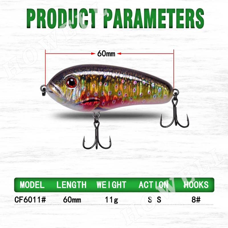 OEM jerkbait sinking pencil 60mm 11g 3D Print wobbler swimbait plastic lures for bass pike