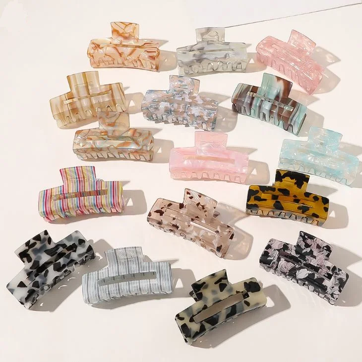 
7.5cm Korean Large Plastic Leopard Flower Hair Claw Acrylic Acetate Hair Clip Accessories For Women 