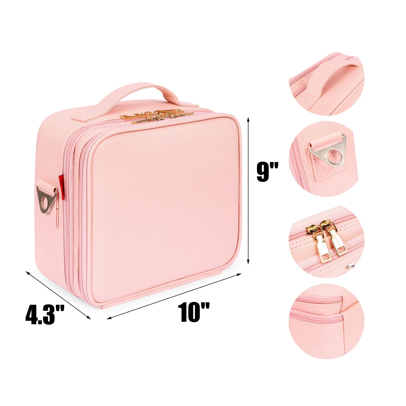 2 Layer Large Capacity Portable Organizer Makeup Bag Cosmetic Train Case Cosmetic Bag with Mirror for Cosmetics Make Up Tools
