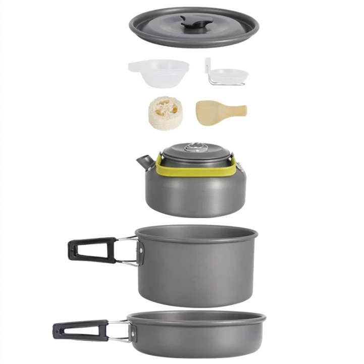 2-3 person Outdoor camping cookware set picnic folding pot combination portable cooking set