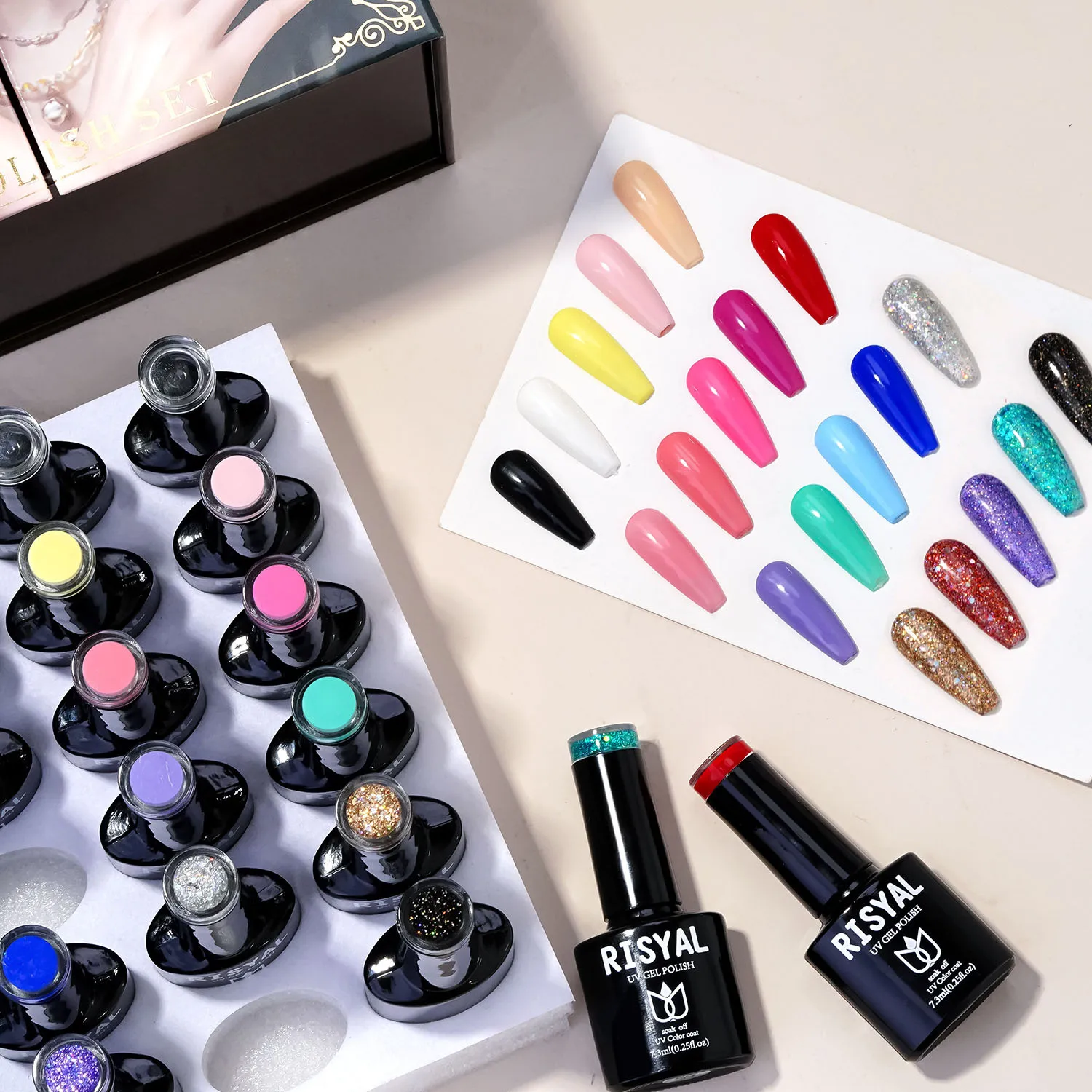 24pcs/set Long-Lasting UV Gel Nail Polish Set Functional Glue with Base Coat Top Coat Nail Art Polish