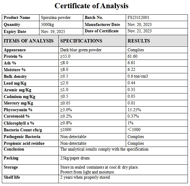 Health Supplement Material Spirulina Extract Spirulina Powder Organic Spirulina