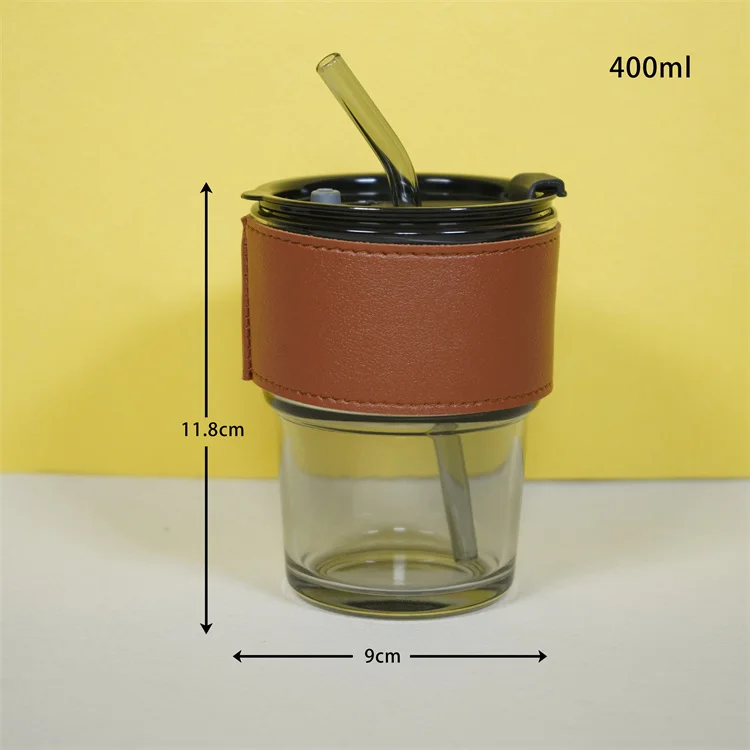 Accept Logo Customized New Design drinking glass coffee cup with straw and lid