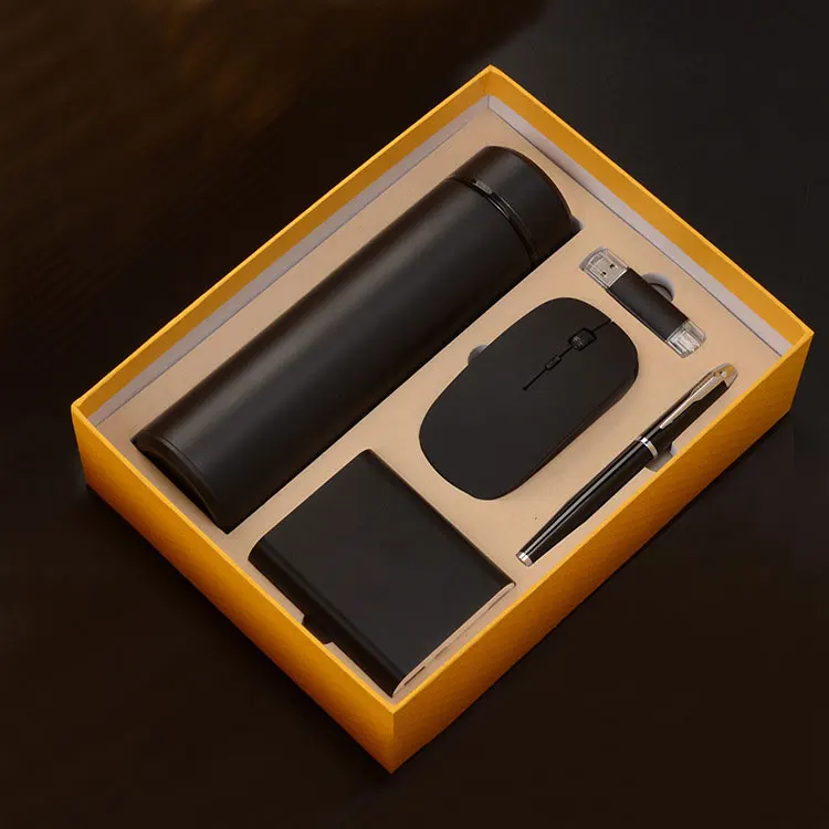 Thermos cup+Mouse+Power bank+Dual use USB +Signature Pen corporate business gift set