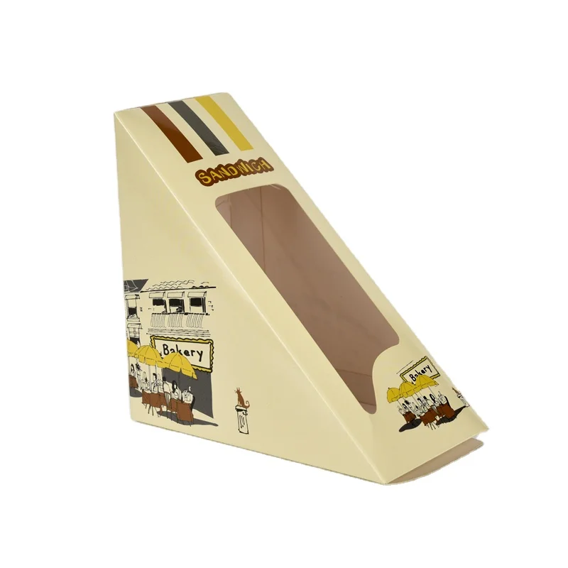 Heat seal custom printing cardboard bio sandwich packaging box sandwich wedge