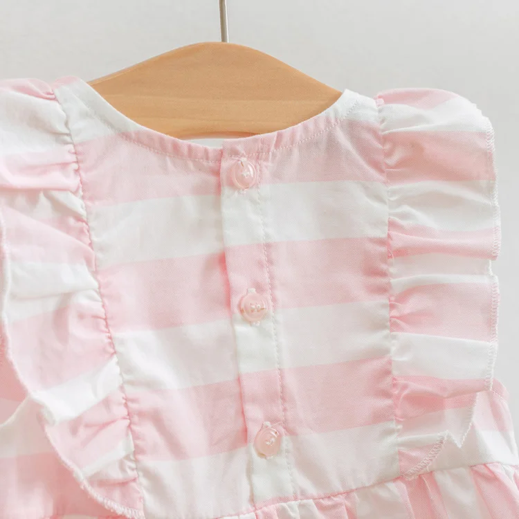 F1726 Bow Baby Dress Summer Baby Girl Cotton Dresses Cute Sleeveless Lace Baby Dress