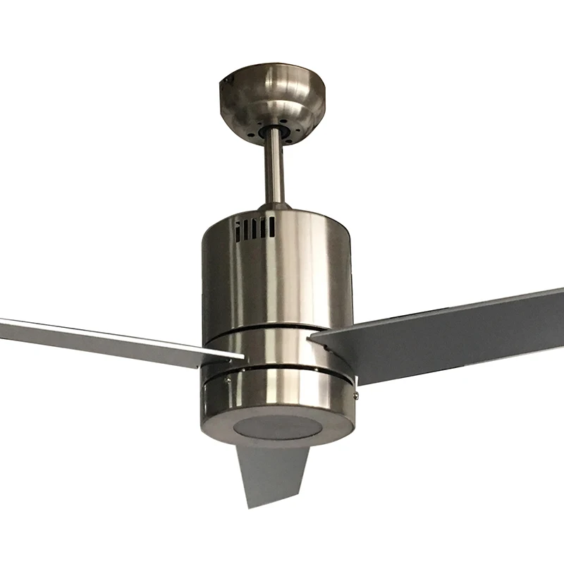 48 inch Modern Air Cooling Fan Home Decorative Brushed Nickel LED Ceiling Fan with 3 Plywood Blades, include Remote control