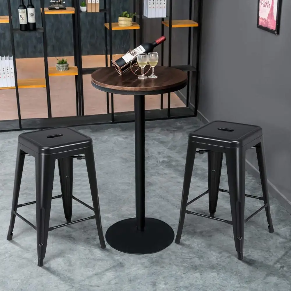 Vintage Stackable Industrial Metal Frame Bar Stools Modern