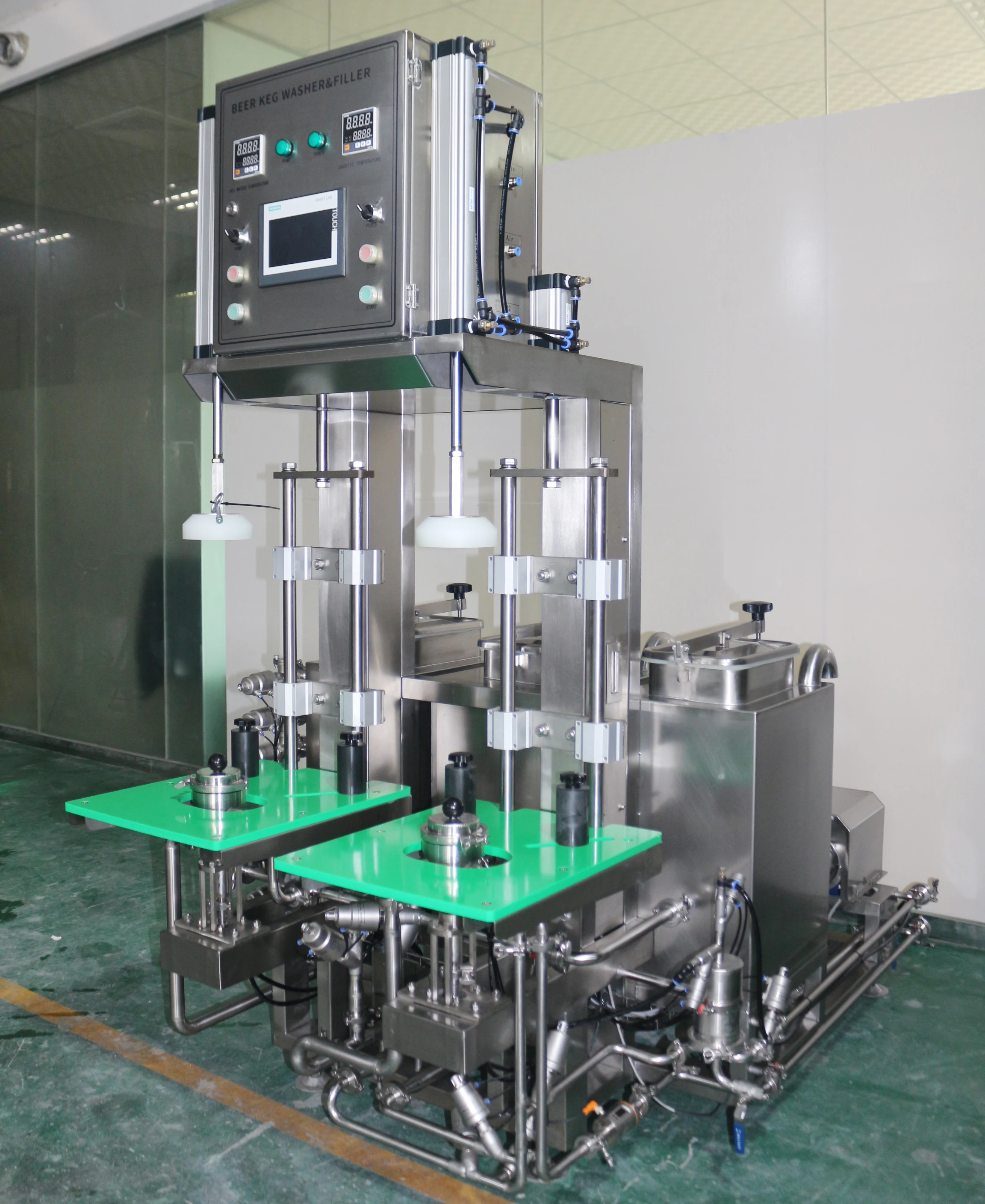 semi automatic beer keg washing and filling combine machine 2 heads