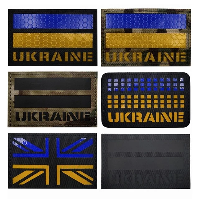 Ukrainian National Emblem Tactical Badge  IR Infrared Black Reflective Flag Patches For Hook&Loop