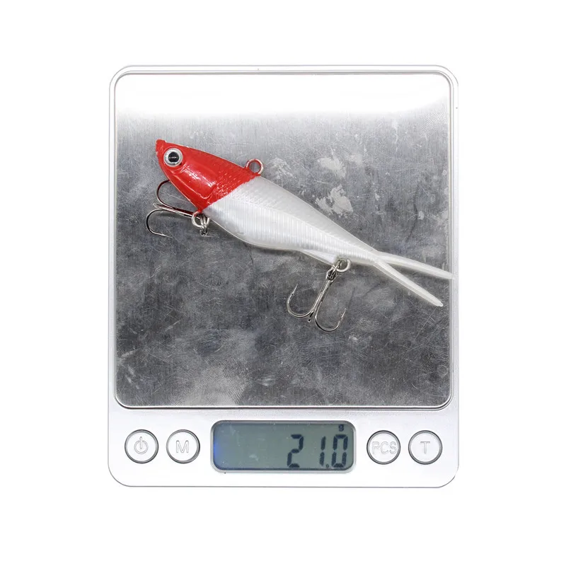 2020 9.5cm/21g Hot Sell Split Tail 95mm Soft jig jigging Lure Red lead Head PVC Plastic Soft Vibe Lure