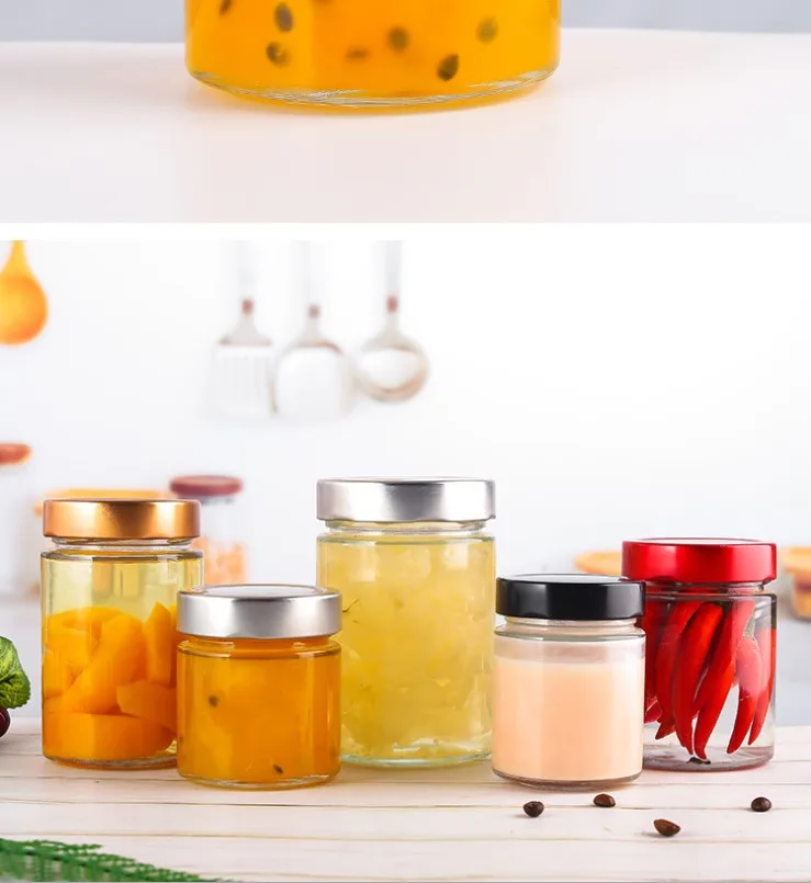Empty Glass Jars with Lids for Honey Small Size Jam Stroge Jar Straight Side Glas