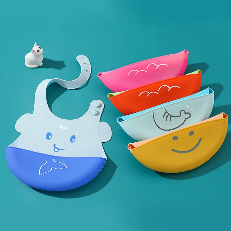 selling blue baby feeding products high quality silicone Bib Food Catcher pink baby products are customized