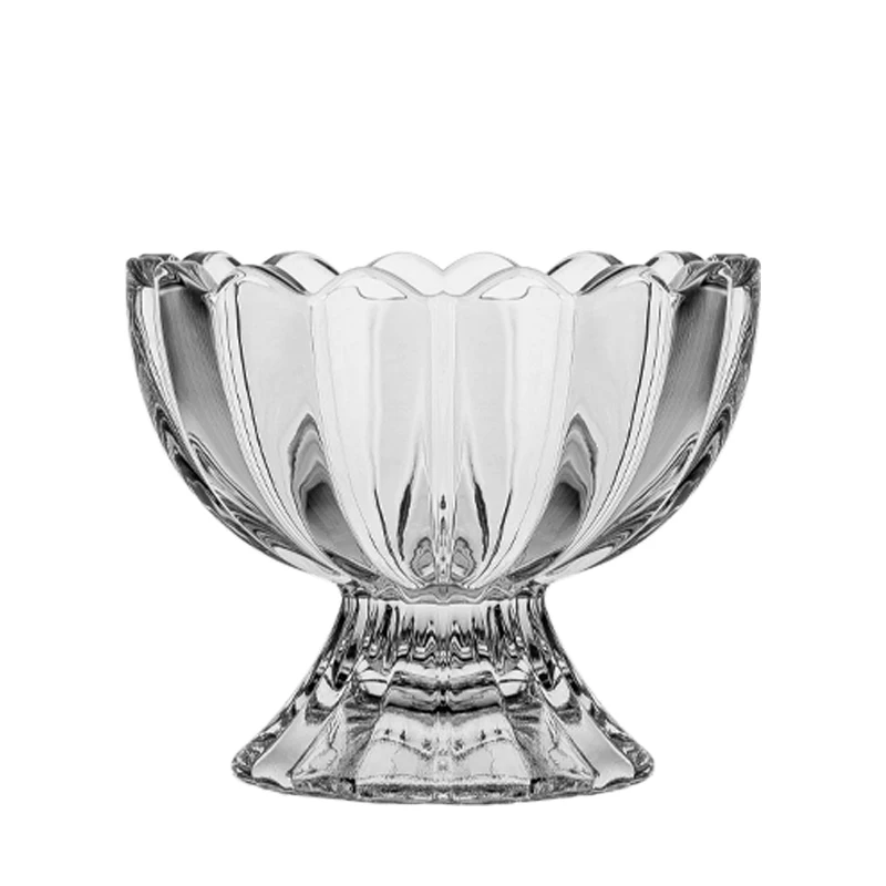 SINYAO Glassware 120ml 4.1oz Embossed Vintage Yogurt Sundae Milkshake Dessert Ice Cream Cups Glass with Foot