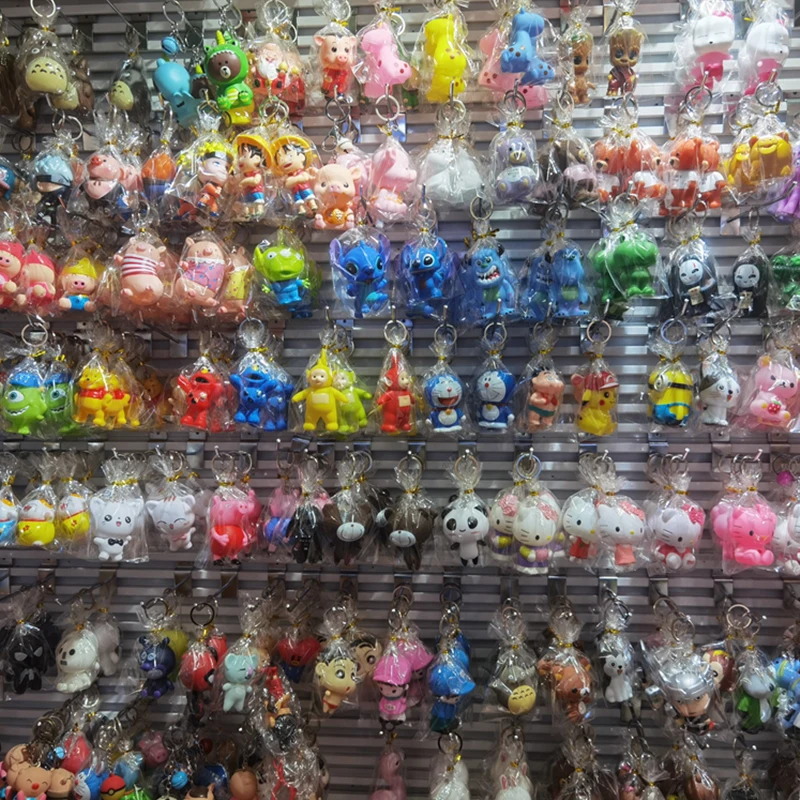 Creative Cartoon PVC Keychain Pendants Charms Keyring Chain Color Bear Dinosaur Duck Rabbit Frog Keychains