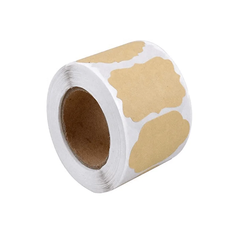 Natural Kraft Labels 5cm x 3cm Self Adhesive Blank Stickers Write On Labels Holiday Present Label Stickers for Jar Bottle