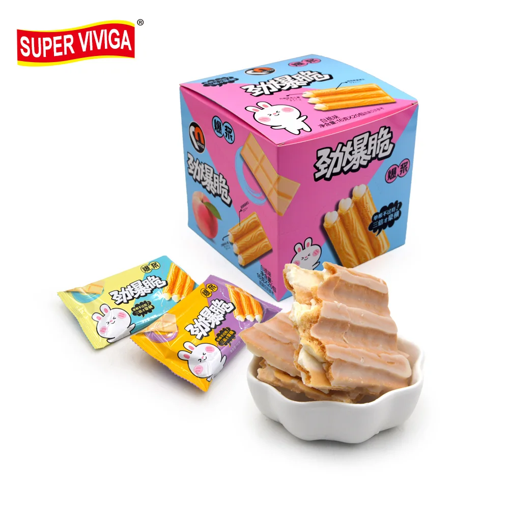 Хрустящее вафельное печенье с запахом персика и шоколадным