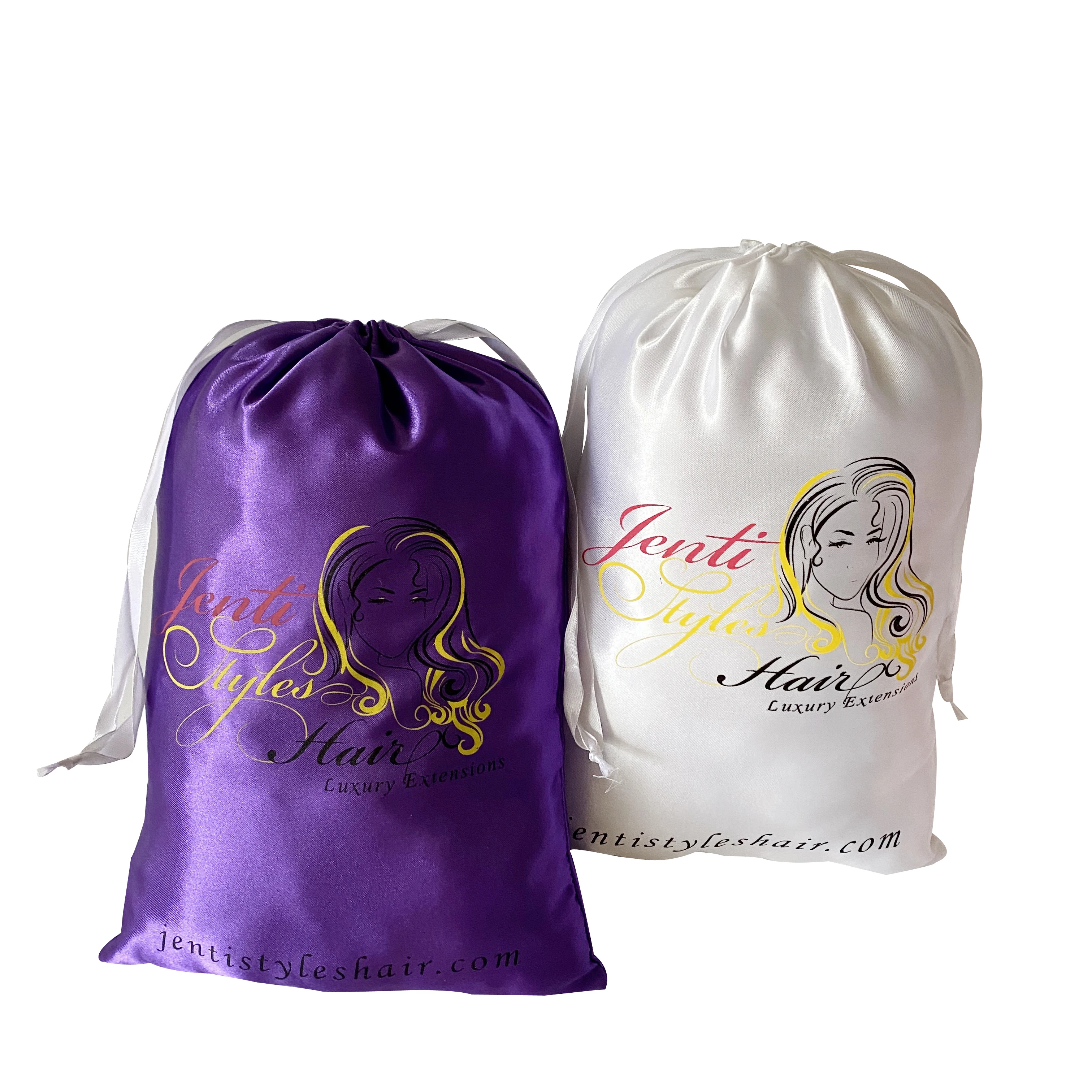 Accept Customized Design Printing 20x30cm Drawstring Satin Girl Headdress Bags
