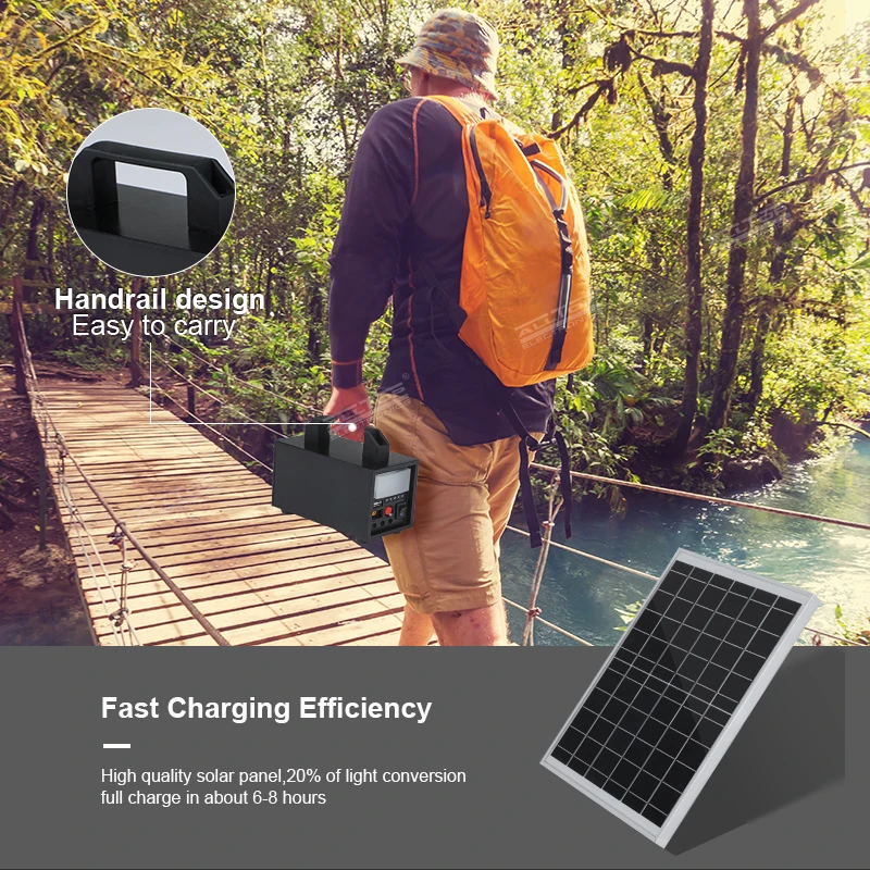 High Efficiency Portable Solar Station Outdoor Mini Camping 20w 40w 60w Home Lighting Solar Energy Power System