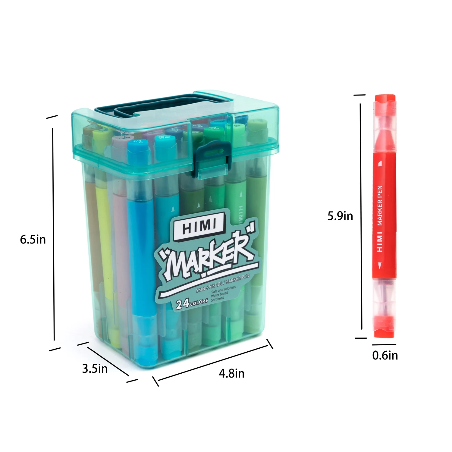 Skin-friendly Marker Pen 24 Colors Twin Marker Pen